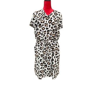 Leopard Short Sleeve Dress w/ Pockets